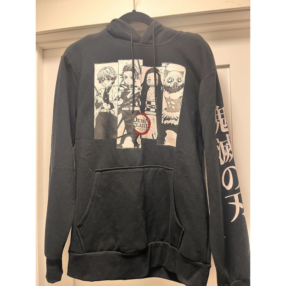 Kimetsu No Yaiba Demon Slayer Graphic Sweatshirt Hoodie Black Large